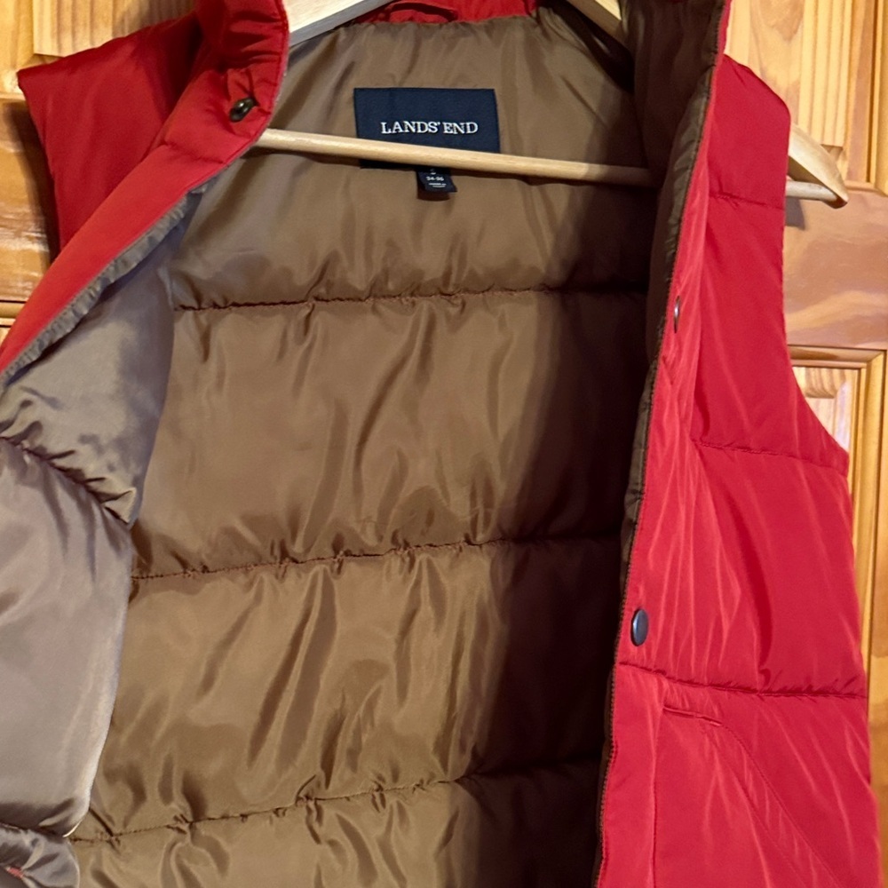 Lands' End Red/Orange Quilted Vest - Picture 8 of 10